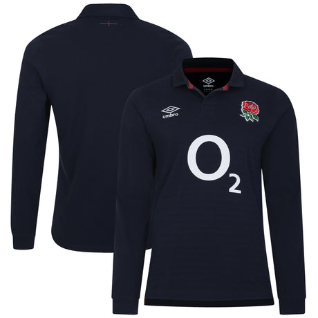 England Rugby Alternate Classic Long Sleeve Jersey 2023/24 - Navy - Mens - Kit Captain