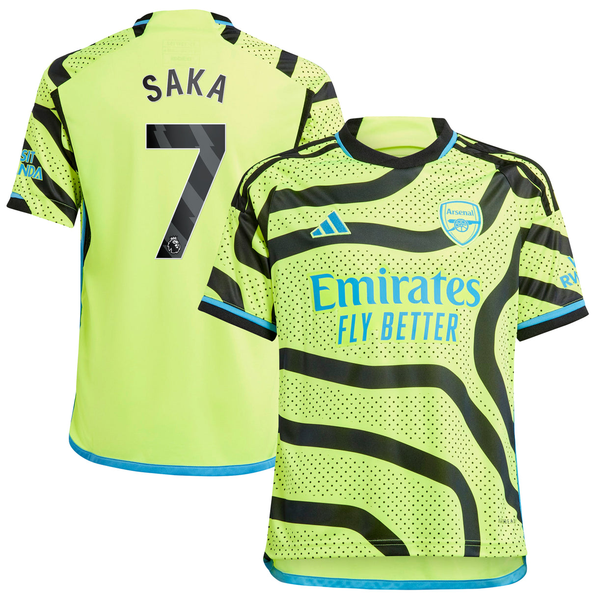 Arsenal adidas Away Shirt 2023-24 - Kids with Saka 7 printing - Kit Captain