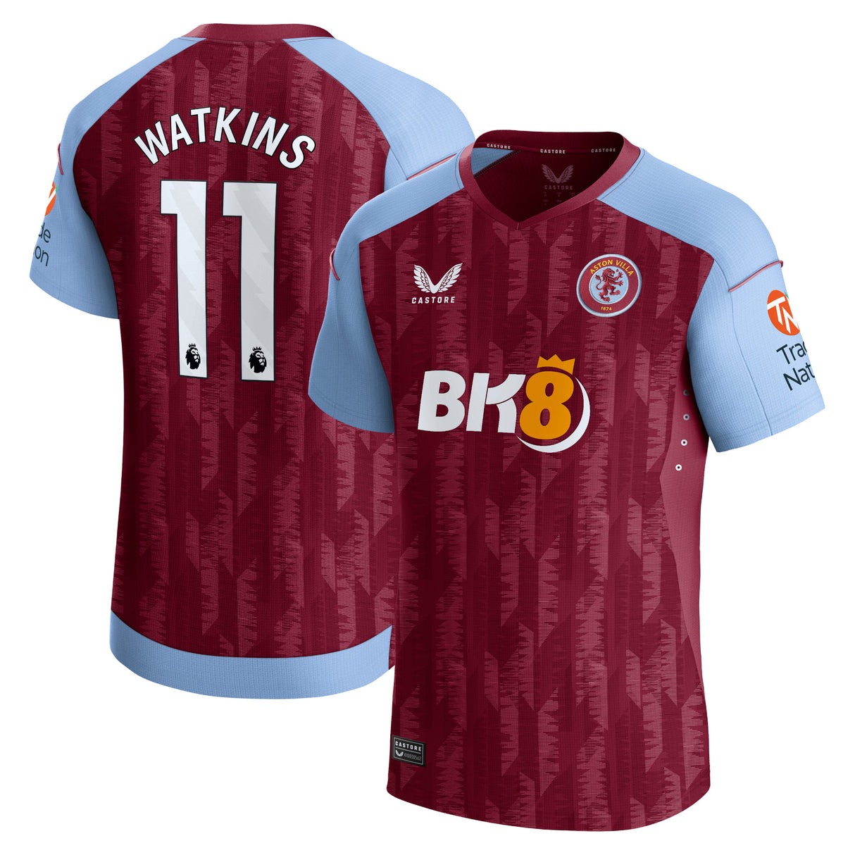 Aston Villa Castore Home Pro Shirt 2023-24 with Watkins 11 printing - Kit Captain