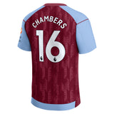 Aston Villa Castore Home Shirt 2023-24 with Chambers 16 printing - Kit Captain