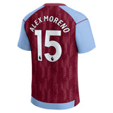 Aston Villa Castore Home Shirt 2023-24 - Kids with Alex Moreno 15 printing - Kit Captain