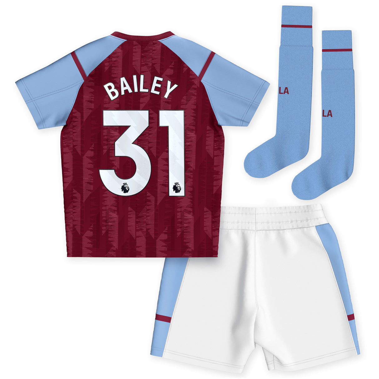 Aston Villa Castore Home Infant Kit 2023-24 with Bailey 31 printing - Kit Captain