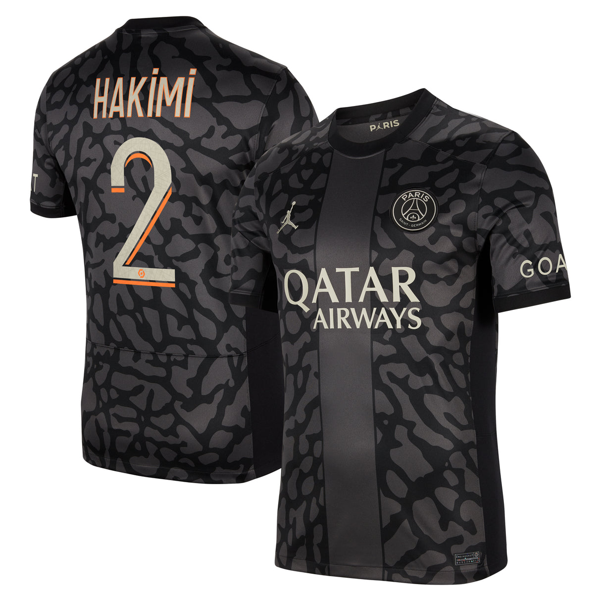 PSG x Jordan Third Stadium Shirt 2023-24 with Hakimi 2 printing - Kit Captain