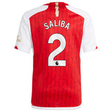 Arsenal adidas Home Shirt 2023-24 - Kids with Saliba 2 printing - Kit Captain