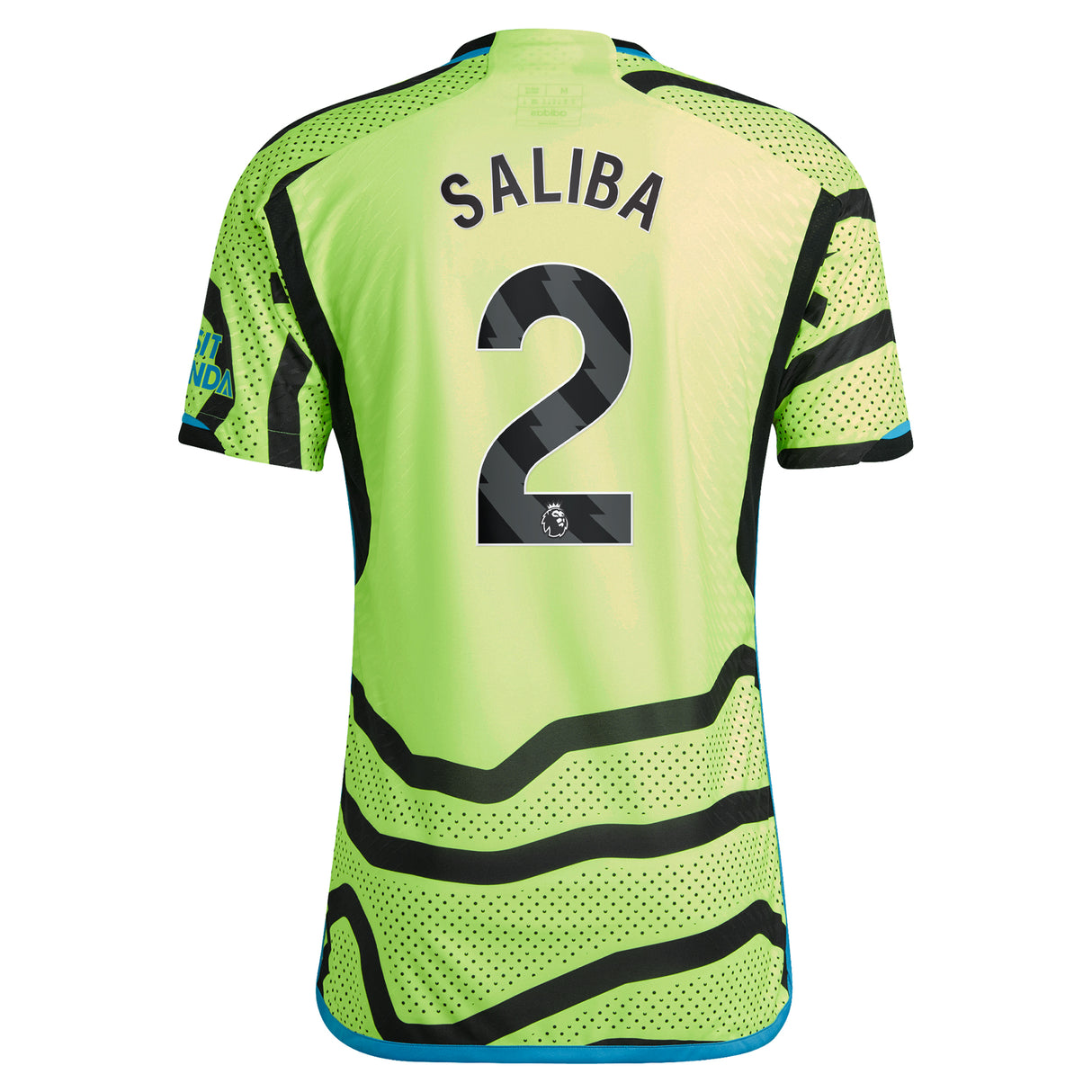 Arsenal adidas Away Authentic Shirt 2023-24 with Saliba 12 printing - Kit Captain