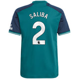 Arsenal adidas Third Shirt 2023-24 - Kids with Saliba 2 printing - Kit Captain