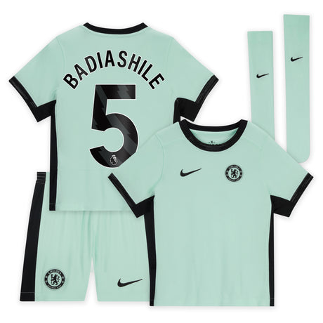 Chelsea Third Stadium Kit 2023-24 - Little Kids with Badiashile 5 printing - Kit Captain