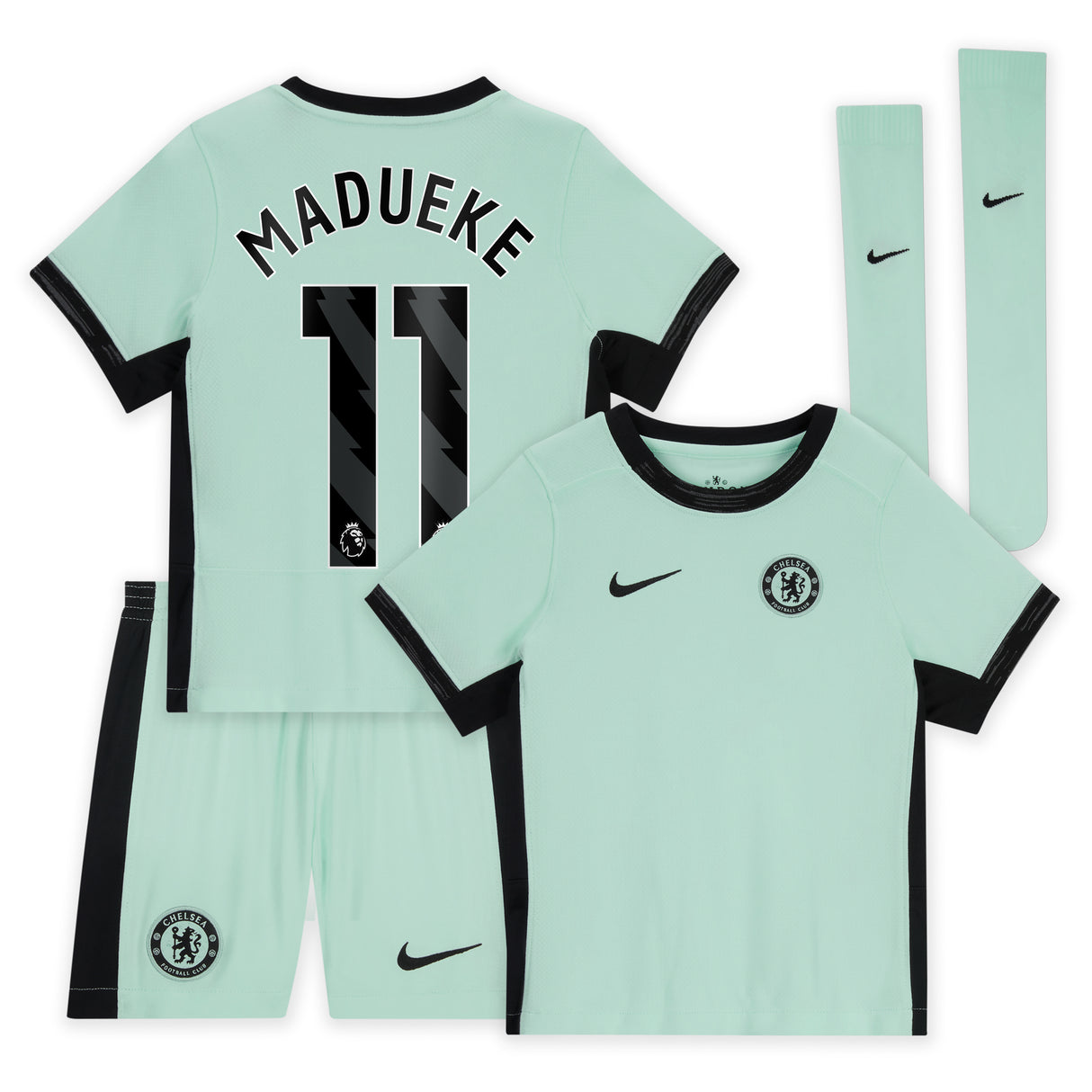 Chelsea Third Stadium Kit 2023-24 - Little Kids with Madueke 11 printing - Kit Captain