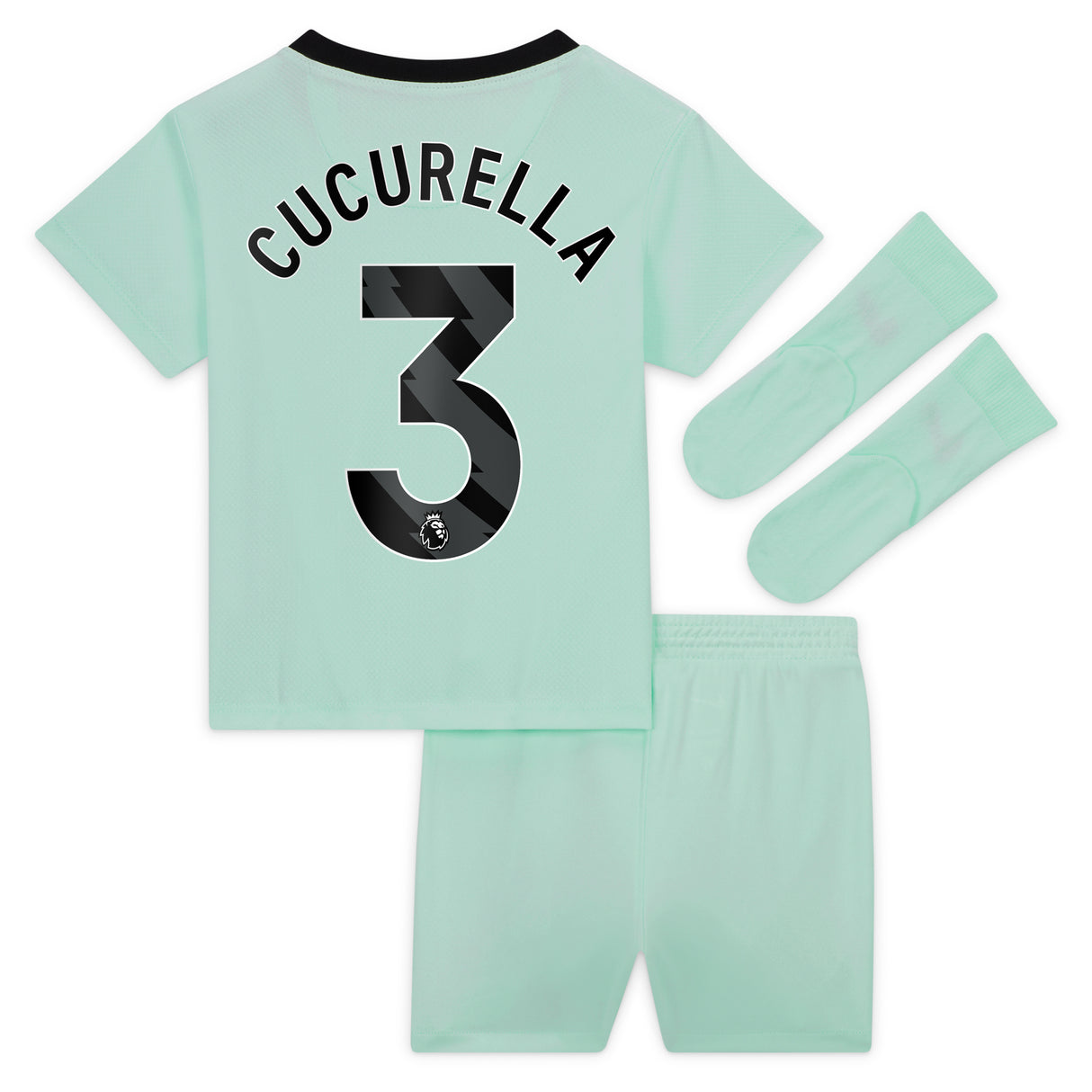 Chelsea Third Stadium Kit 2023-24 - Infants with Cucurella 3 printing - Kit Captain