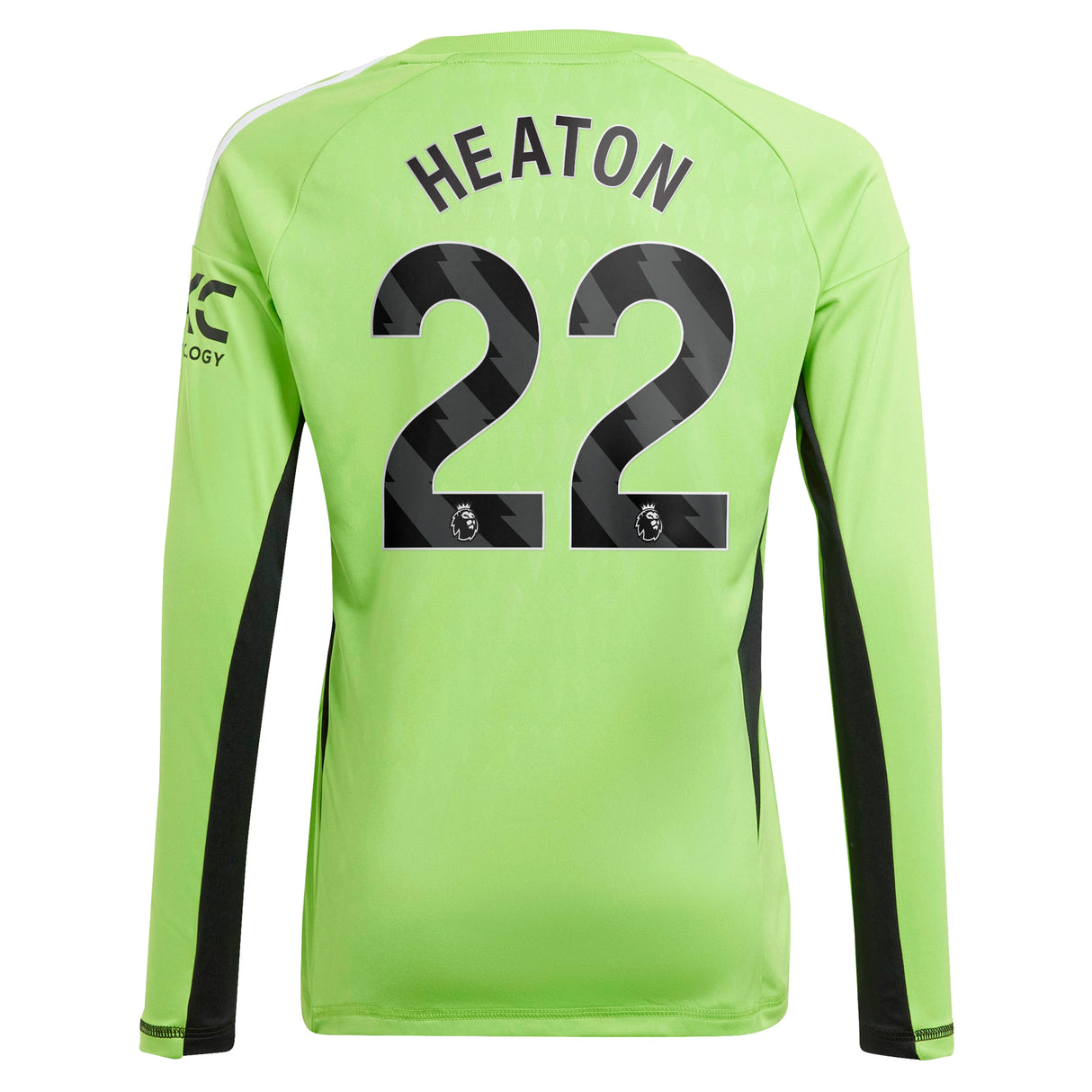 Manchester United EPL adidas Home Goalkeeper Shirt 2023-24 - Kids - Long Sleeve with Heaton 22 printing - Kit Captain