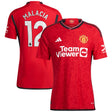 Manchester United EPL adidas Home Authentic Shirt 2023-24 with Malacia 12 printing - Kit Captain