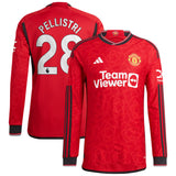 Manchester United EPL adidas Home Authentic Shirt 2023-24 - Long Sleeve with Pellistri 28 printing - Kit Captain