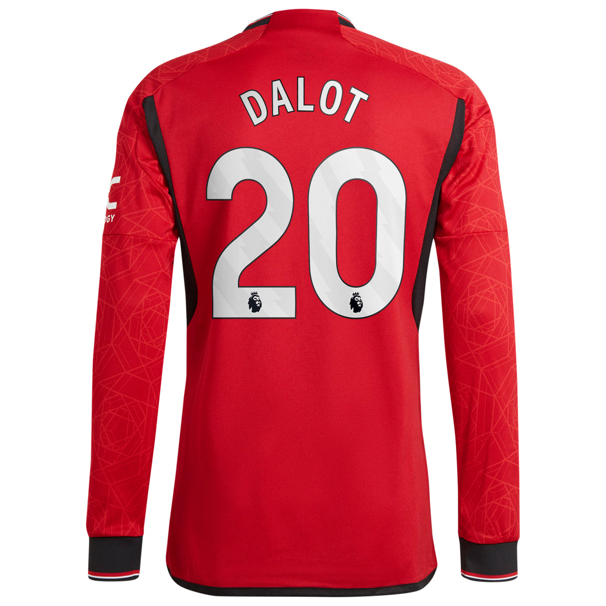 Manchester United EPL adidas Home Authentic Shirt 2023-24 - Long Sleeve with Dalot 20 printing - Kit Captain