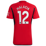 Manchester United EPL adidas Home Shirt 2023-24 with Malacia 12 printing - Kit Captain