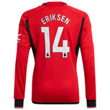 Manchester United EPL adidas Home Shirt 2023-24 - Long Sleeve with Eriksen 14 printing - Kit Captain