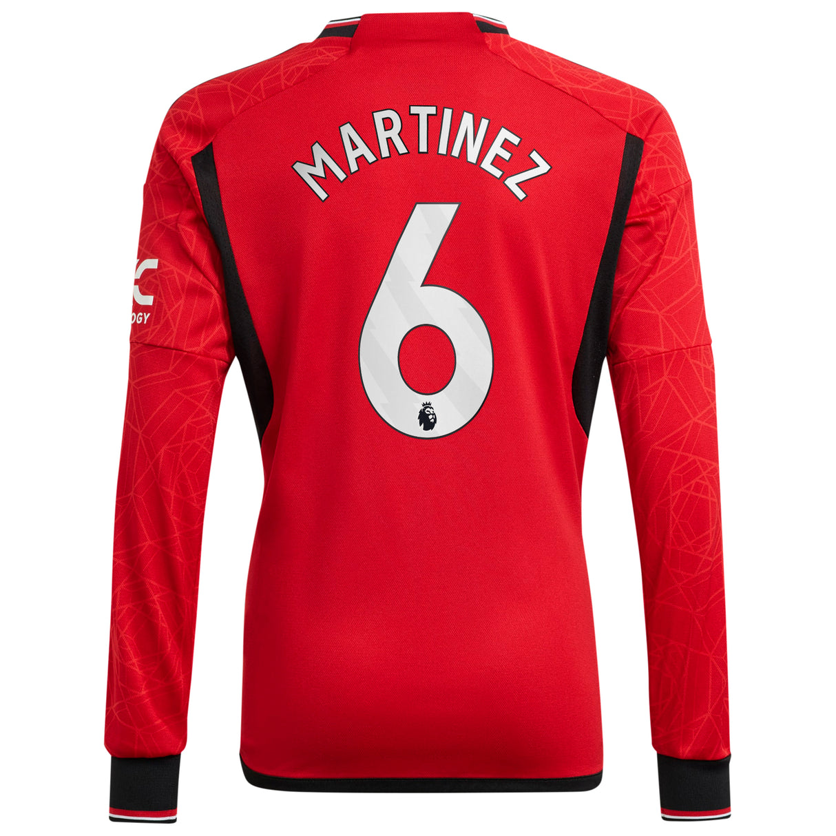 Manchester United EPL adidas Home Shirt 2023-24 - Long Sleeve with Martinez 6 printing - Kit Captain