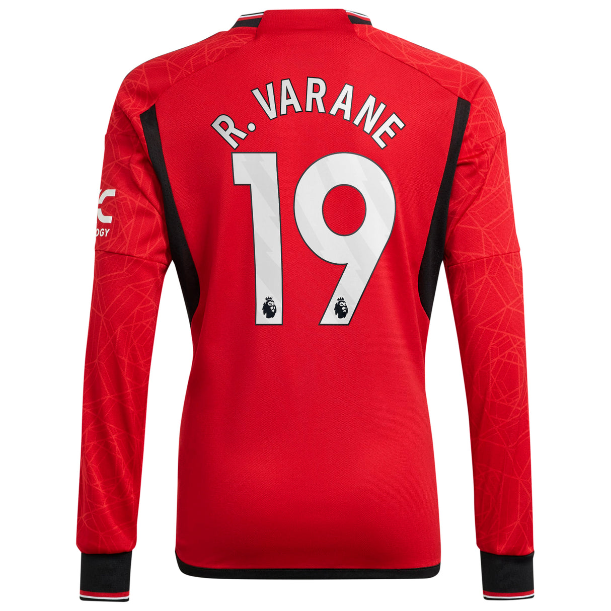 Manchester United EPL adidas Home Shirt 2023-24 - Long Sleeve with R. Varane 19 printing - Kit Captain