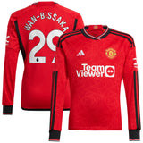 Manchester United EPL adidas Home Shirt 2023-24 - Long Sleeve with Wan-Bissaka 29 printing - Kit Captain