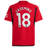 Manchester United EPL adidas Home Shirt 2023-24 - Kids with Casemiro 18 printing - Kit Captain