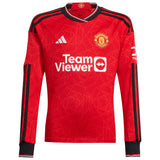 Manchester United EPL adidas Home Shirt 2023-24 - Kids - Long Sleeve with Malacia 12 printing - Kit Captain