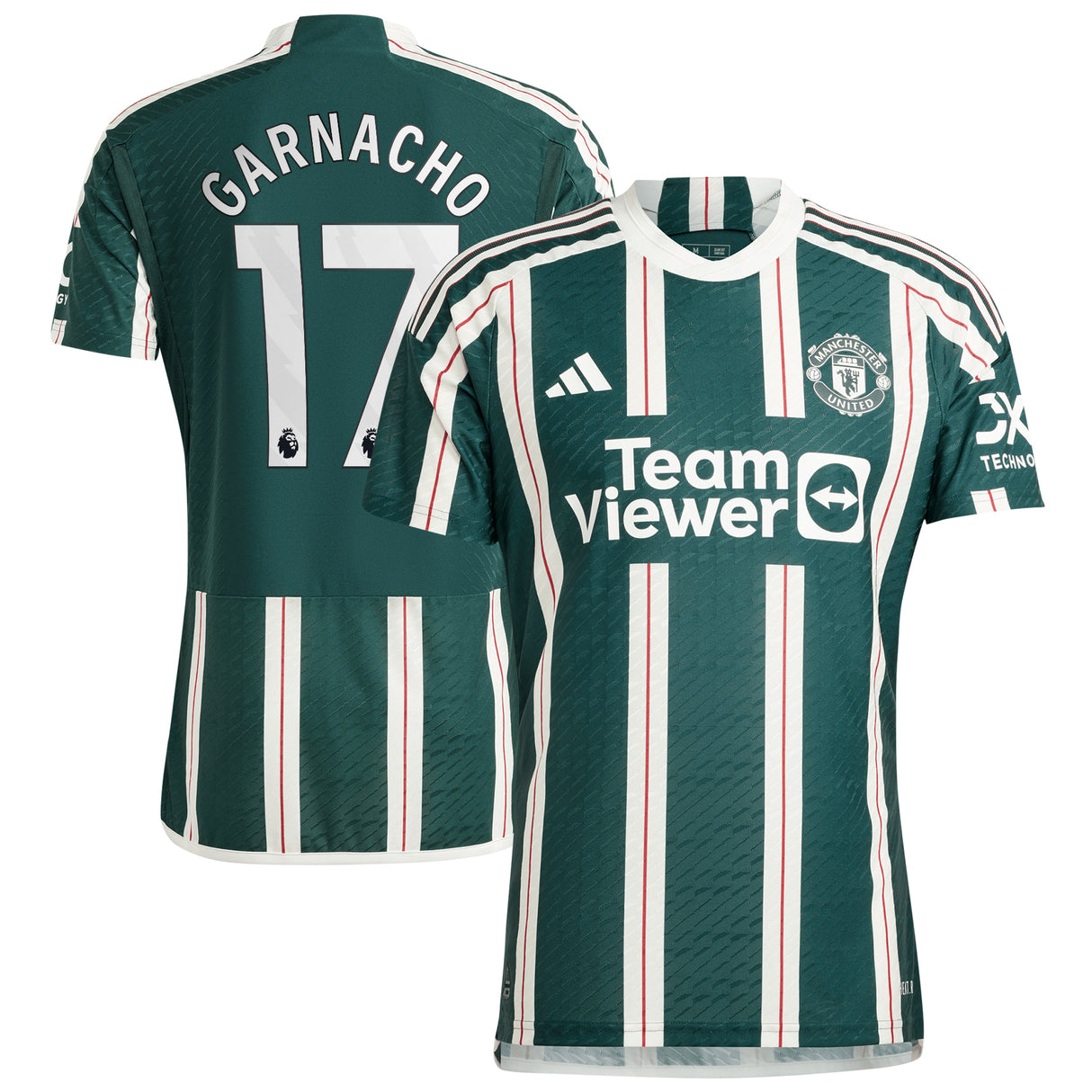 Manchester United EPL Away Authentic Shirt 2023-24 with Garnacho 17 printing - Kit Captain