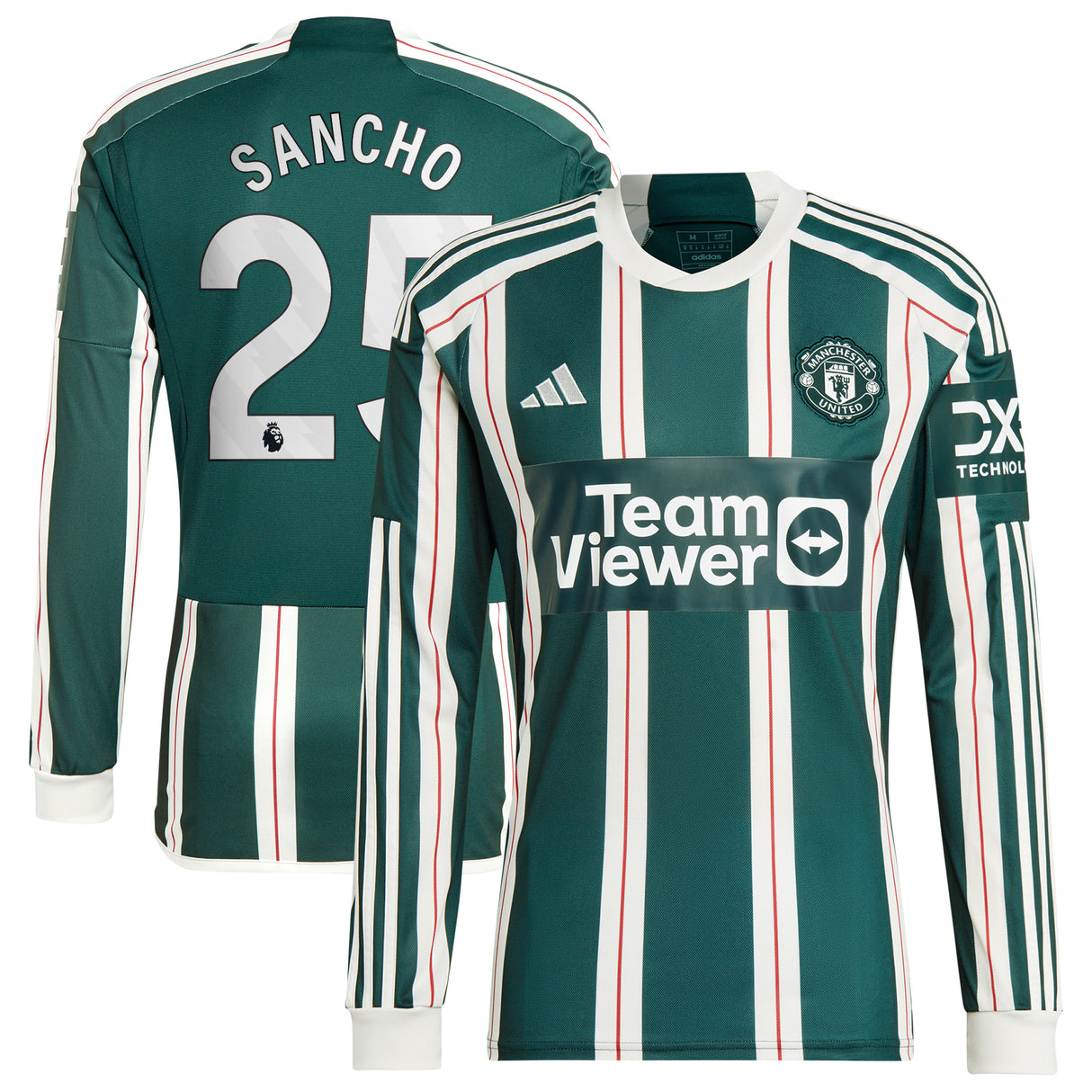 Manchester United EPL adidas Away Shirt 2023-24 - Long Sleeve with Sancho 25 printing - Kit Captain