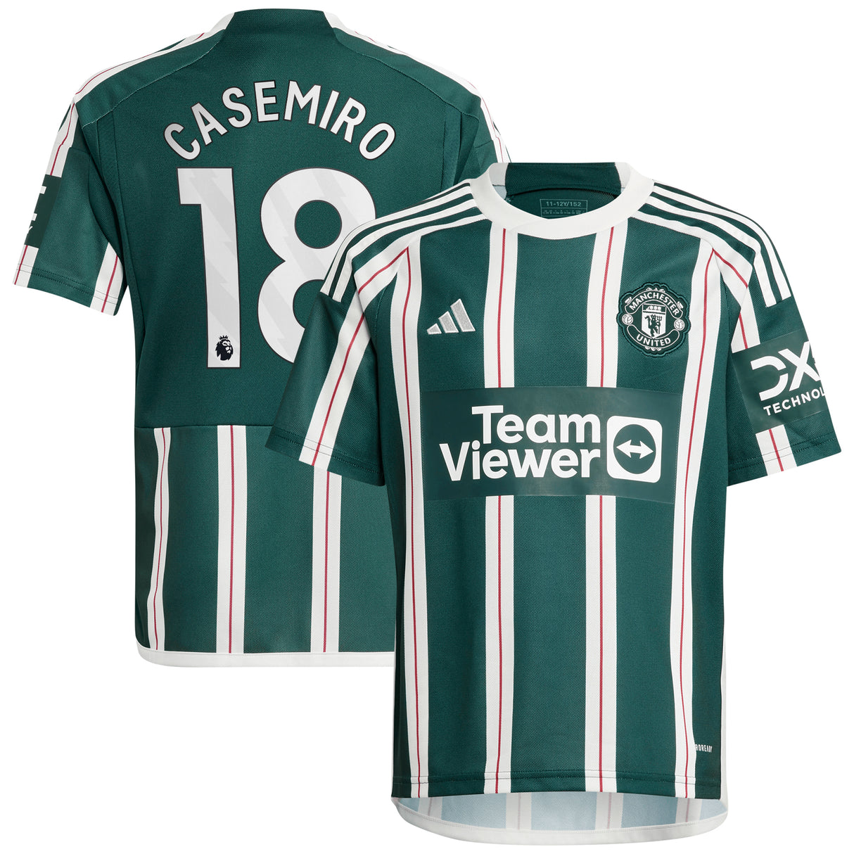 Manchester United EPL adidas Away Shirt 2023-24 - Kids with Casemiro 18 printing - Kit Captain