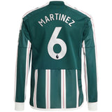 Manchester United EPL adidas Away Shirt 2023-24 - Kids - Long Sleeve with Martinez 6 printing - Kit Captain