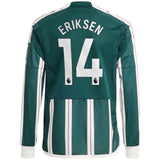 Manchester United EPL adidas Away Shirt 2023-24 - Kids - Long Sleeve with Eriksen 14 printing - Kit Captain