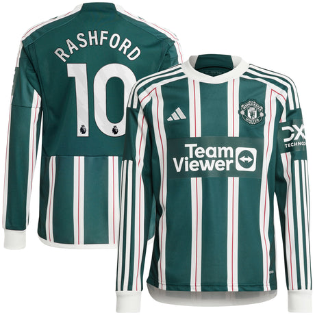 Manchester United EPL adidas Away Shirt 2023-24 - Kids - Long Sleeve with Rashford 10 printing - Kit Captain