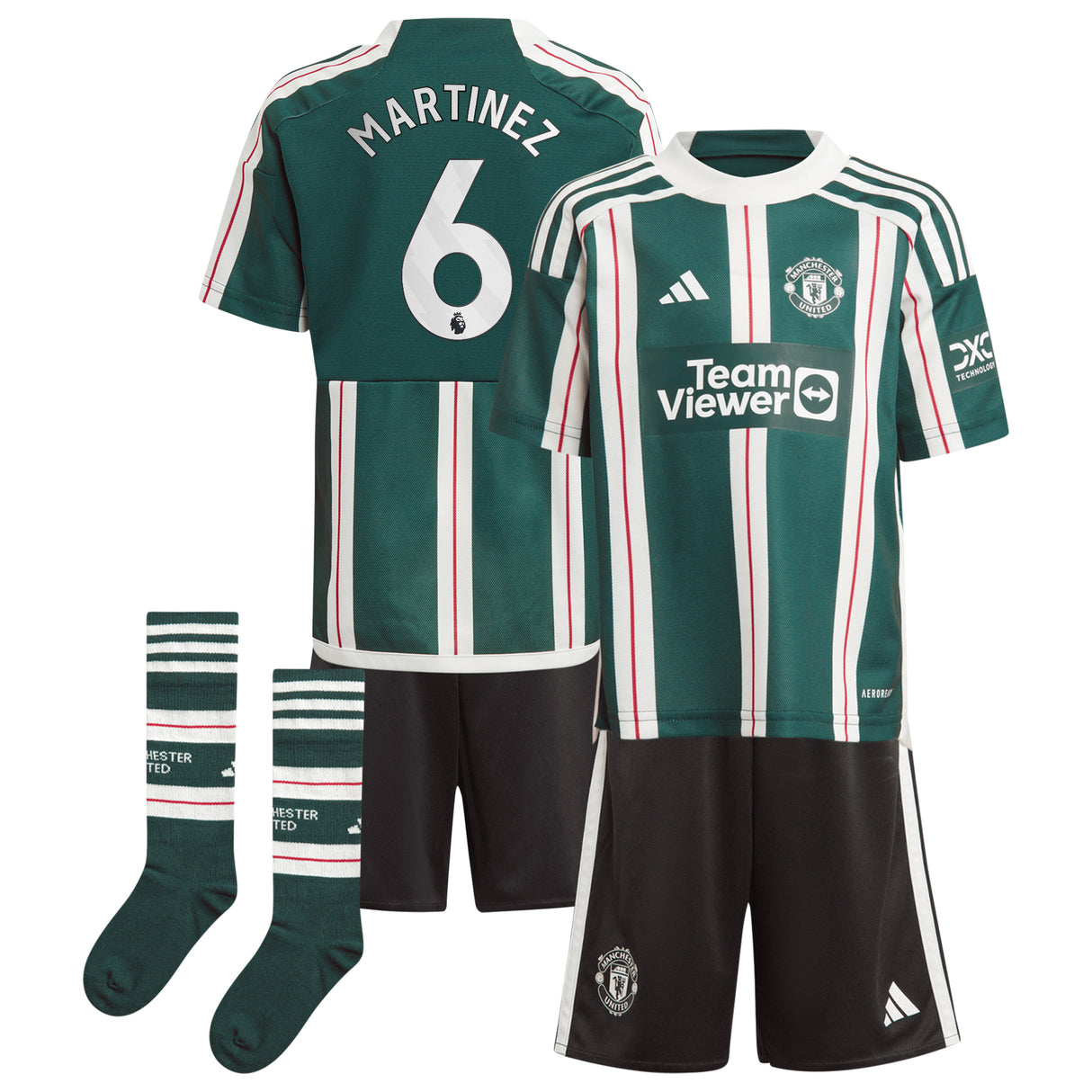 Manchester United EPL adidas Away Minikit 2023-24 with Martinez 6 printing - Kit Captain