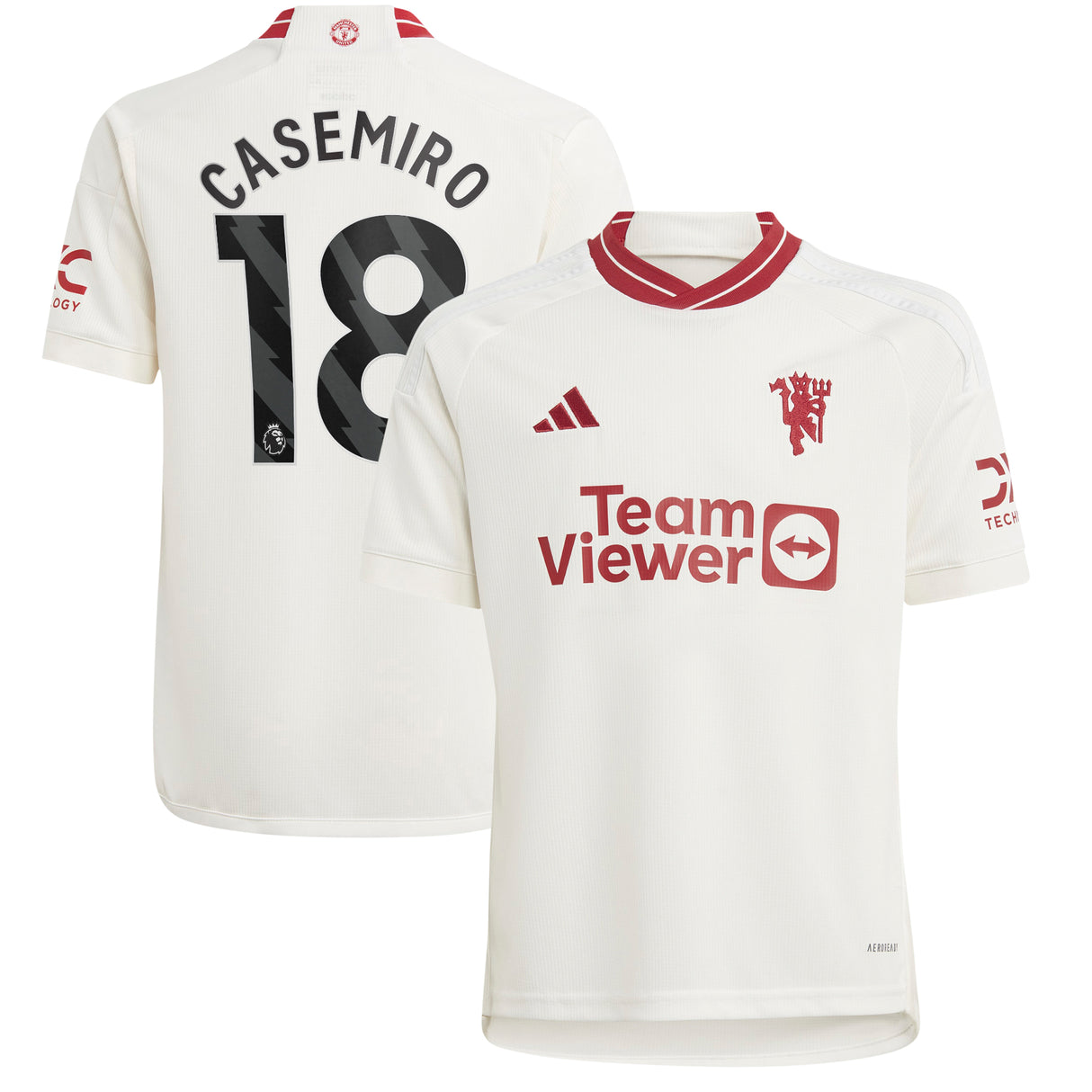 Manchester United EPL adidas Third Shirt 2023-24 - Kids with Casemiro 18 printing - Kit Captain