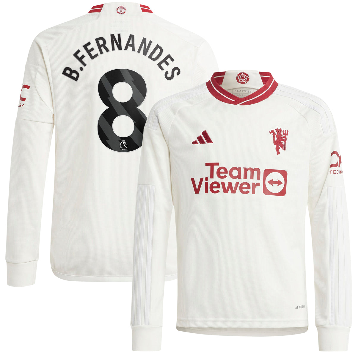 Manchester United EPL adidas Third Shirt 2023-24 - Kids - Long Sleeve with B.Fernandes 8 printing - Kit Captain