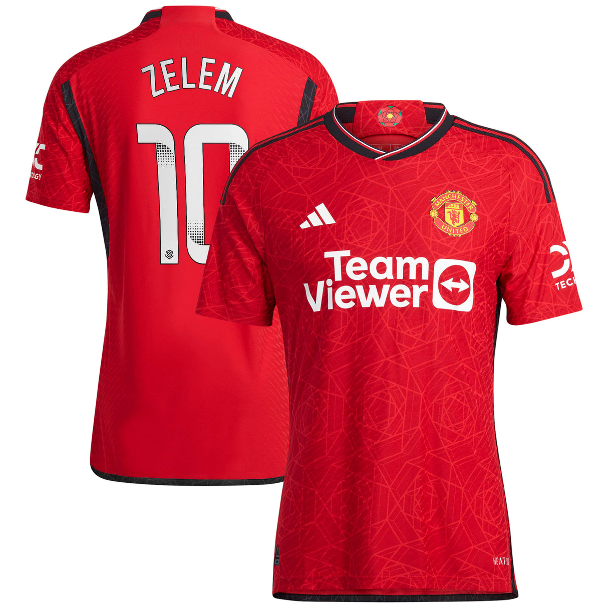 Manchester United WSL adidas Home Authentic Shirt 2023-24 with Zelem 10 printing - Kit Captain