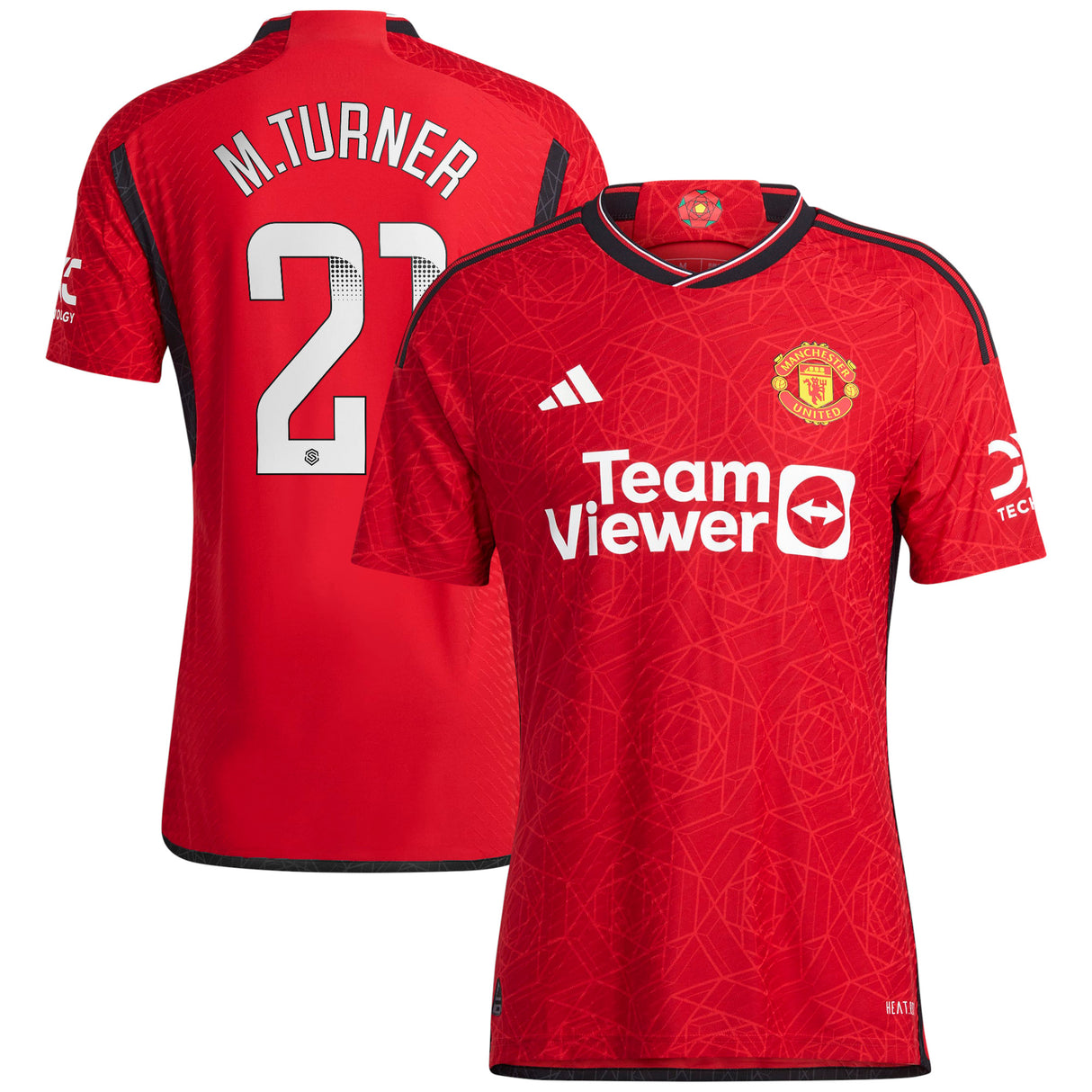 Manchester United WSL adidas Home Authentic Shirt 2023-24 with M.Turner 21 printing - Kit Captain