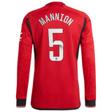 Manchester United WSL adidas Home Authentic Shirt 2023-24 - Long Sleeve with Mannion 5 printing - Kit Captain