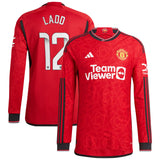 Manchester United WSL adidas Home Authentic Shirt 2023-24 - Long Sleeve with Ladd 12 printing - Kit Captain