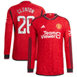 Manchester United WSL adidas Home Authentic Shirt 2023-24 - Long Sleeve with Clinton 26 printing - Kit Captain