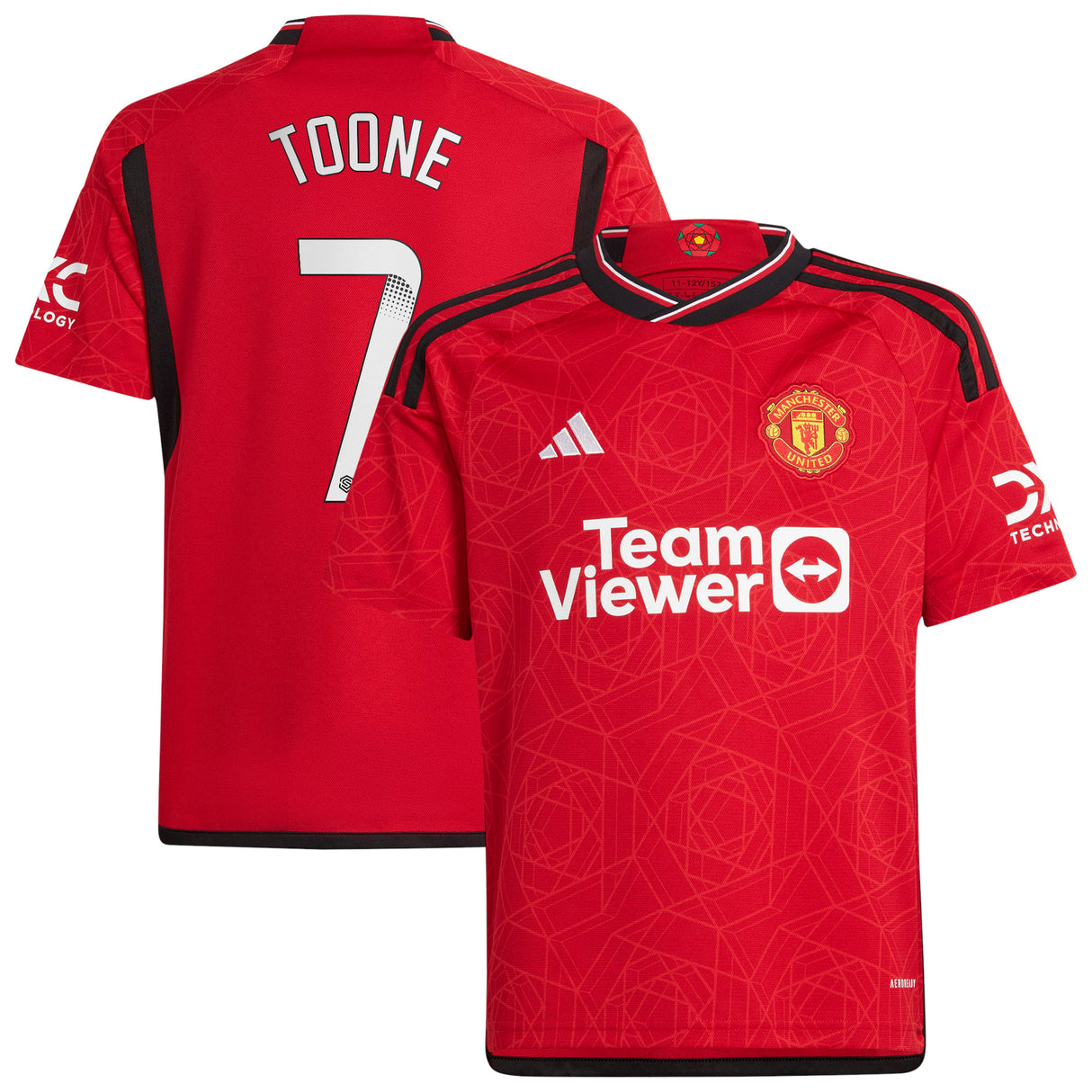 Manchester United WSL adidas Home Shirt 2023-24 - Kids with Toone 7 printing - Kit Captain