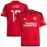 Manchester United WSL adidas Home Shirt 2023-24 - Kids with Ladd 12 printing - Kit Captain