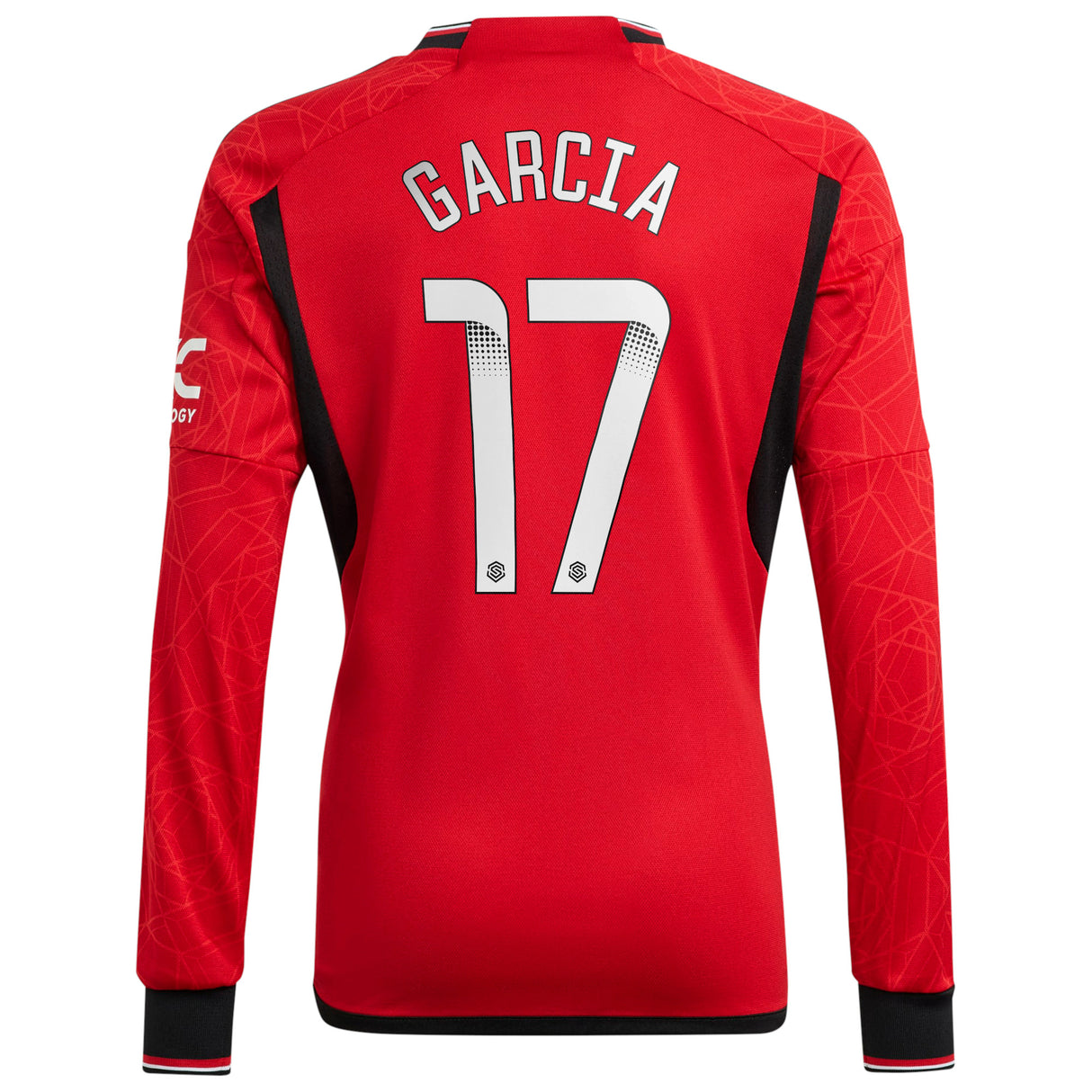 Manchester United WSL adidas Home Shirt 2023-24 - Kids - Long Sleeve with L. Garcia 17 printing - Kit Captain