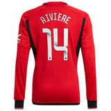 Manchester United WSL adidas Home Shirt 2023-24 - Kids - Long Sleeve with Riviere 14 printing - Kit Captain