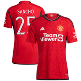 Manchester United Cup Home Authentic Shirt 2023-24 with Sancho 25 printing - Kit Captain