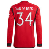 Manchester United Cup Home Authentic Shirt 2023-24 - Long sleeve with Van De Beek 34 printing - Kit Captain