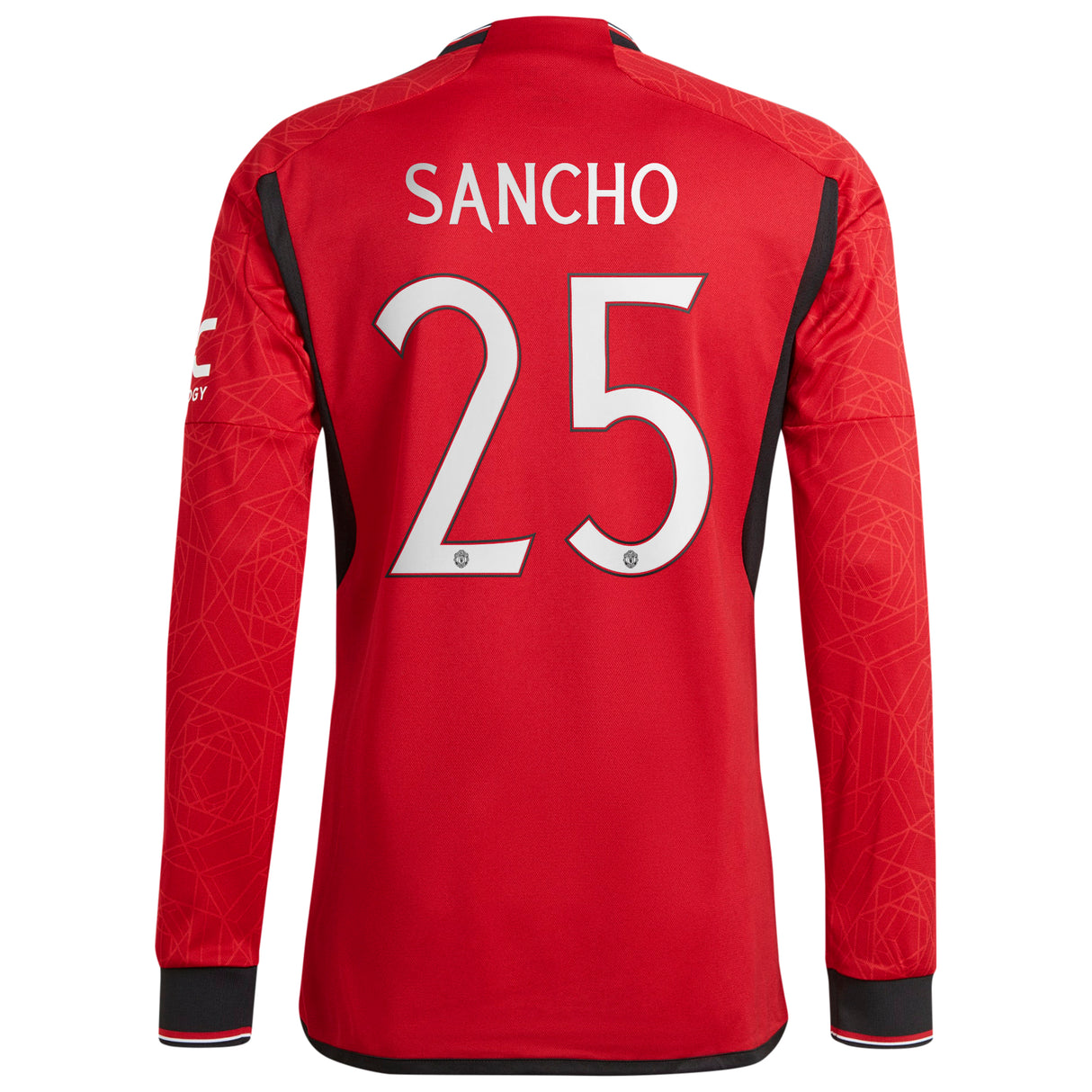 Manchester United Cup Home Authentic Shirt 2023-24 - Long sleeve with Sancho 25 printing - Kit Captain