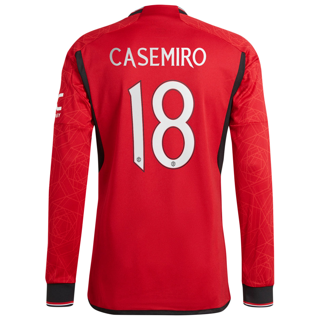 Manchester United Cup Home Authentic Shirt 2023-24 - Long sleeve with Casemiro 18 printing - Kit Captain