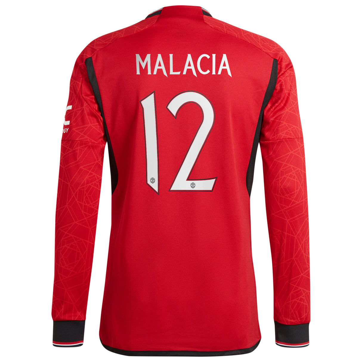 Manchester United Cup Home Authentic Shirt 2023-24 - Long sleeve with Malacia 12 printing - Kit Captain