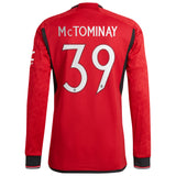 Manchester United Cup Home Authentic Shirt 2023-24 - Long sleeve with McTominay 39 printing - Kit Captain