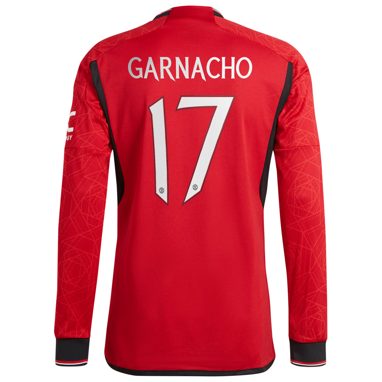 Manchester United Cup Home Authentic Shirt 2023-24 - Long sleeve with Garnacho 17 printing - Kit Captain