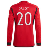 Manchester United Cup Home Authentic Shirt 2023-24 - Long sleeve with Dalot 20 printing - Kit Captain